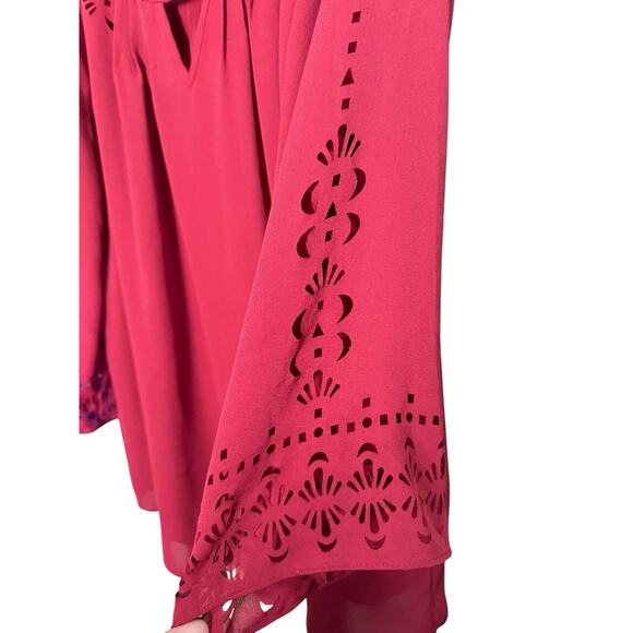 Anthropologie Maeve Womens Teni Burgundy Red Top Laser Cut Out Blouse, Size 16 - Picture 4 of 9